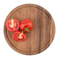Chopped tomatoes on cutting board.