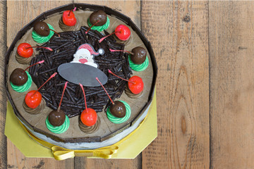 Chocolate cake with merry christmas xmas style.