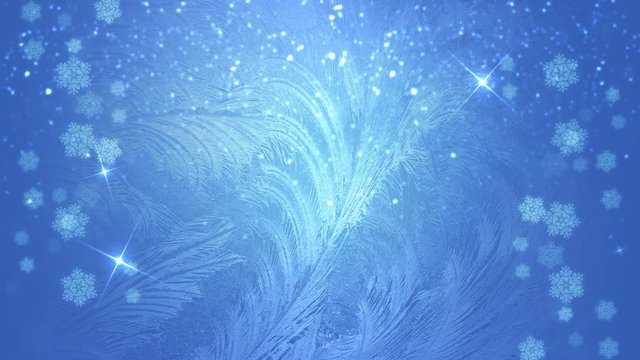 Cветящиеся падающие снежинки. Абстрактный фон Рождество.