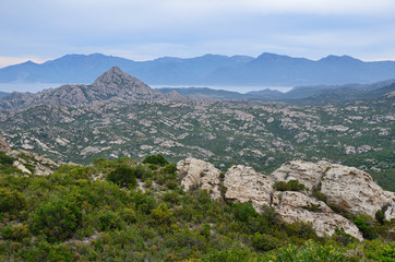 Fototapeta na wymiar Corsican coastal desert des Agriates