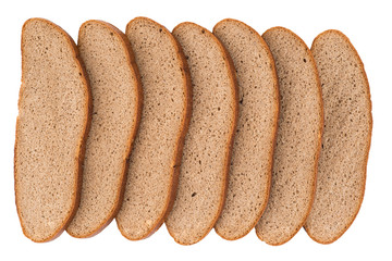 Fresh sliced rye bread isolated on white background cutout.