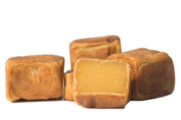 square chinese cake isolate on white
