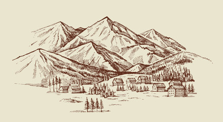 mountain landscape vector illustration