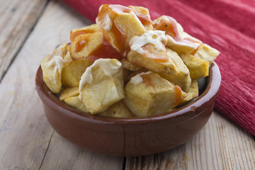 Typical Spanish (tapa of Patatas bravas)