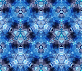 Kaleidoscope seamless pattern. Composed of color abstract shapes. Useful as design element for texture, pattern and artistic composition.