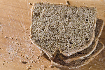 Slices of fresh baked rye bread