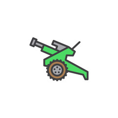 Howitzer, cannon line icon, filled outline vector sign, linear colorful pictogram isolated on white. Symbol, logo illustration