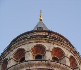 Tourists on the top of Galata Tower in Istanbul