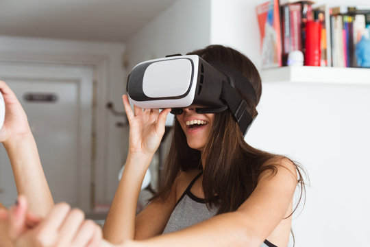 Woman with vr headset