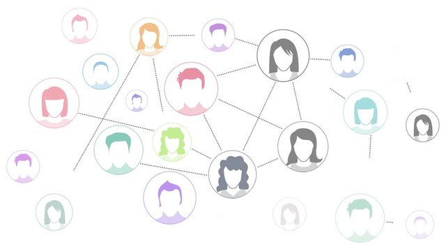 grafische Darstellung Social Media Netzwerk in bunten Farben