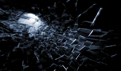 Abstract dark digital background, 3d art