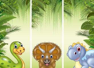 Set of three dinosaur background © tigatelu