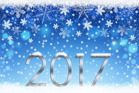2017 Neujahr Weihnachten Hintergrund Schneeflocken silber