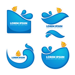 summer wave, vector collection of stickers and labels..