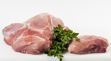 Raw pork meat isolated on white background