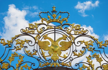 Golden two-headed eagle and crown - symbol of the Russian Empire