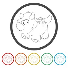 Cute Cartoon Dinosaur icons set