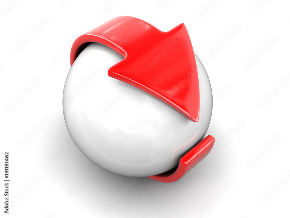 Poster arrow around sphere. image with clipping path