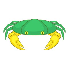 Green crab icon. Cartoon illustration of crab vector icon for web design