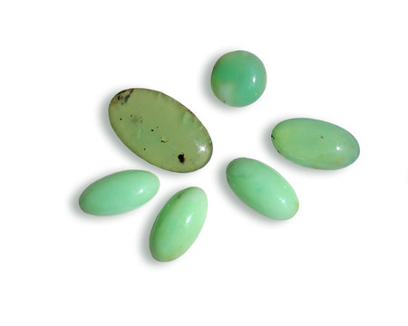 collection of natural mineral crystal gemstones - Chrysoprase (