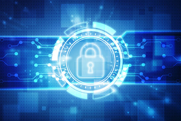 2d illustration Safety concept: Closed Padlock on digital background