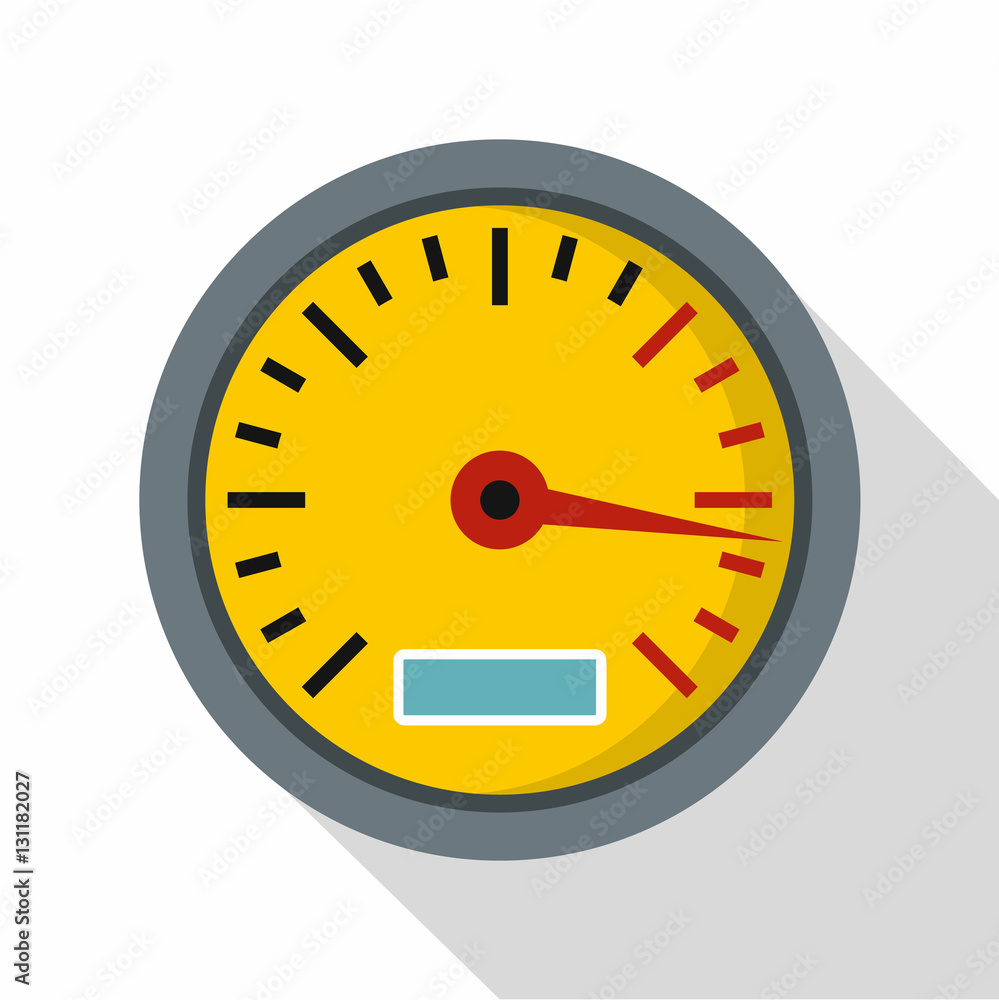 Poster yellow speedometer icon. flat illustration of speedometer vector icon for web isolated on white back
