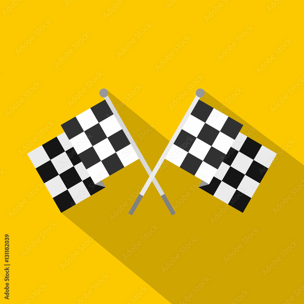 Poster crossed chequered flags icon. flat illustration of crossed chequered flags vector icon for web isola