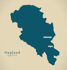 Modern Map - Oppland Norway NO illustration