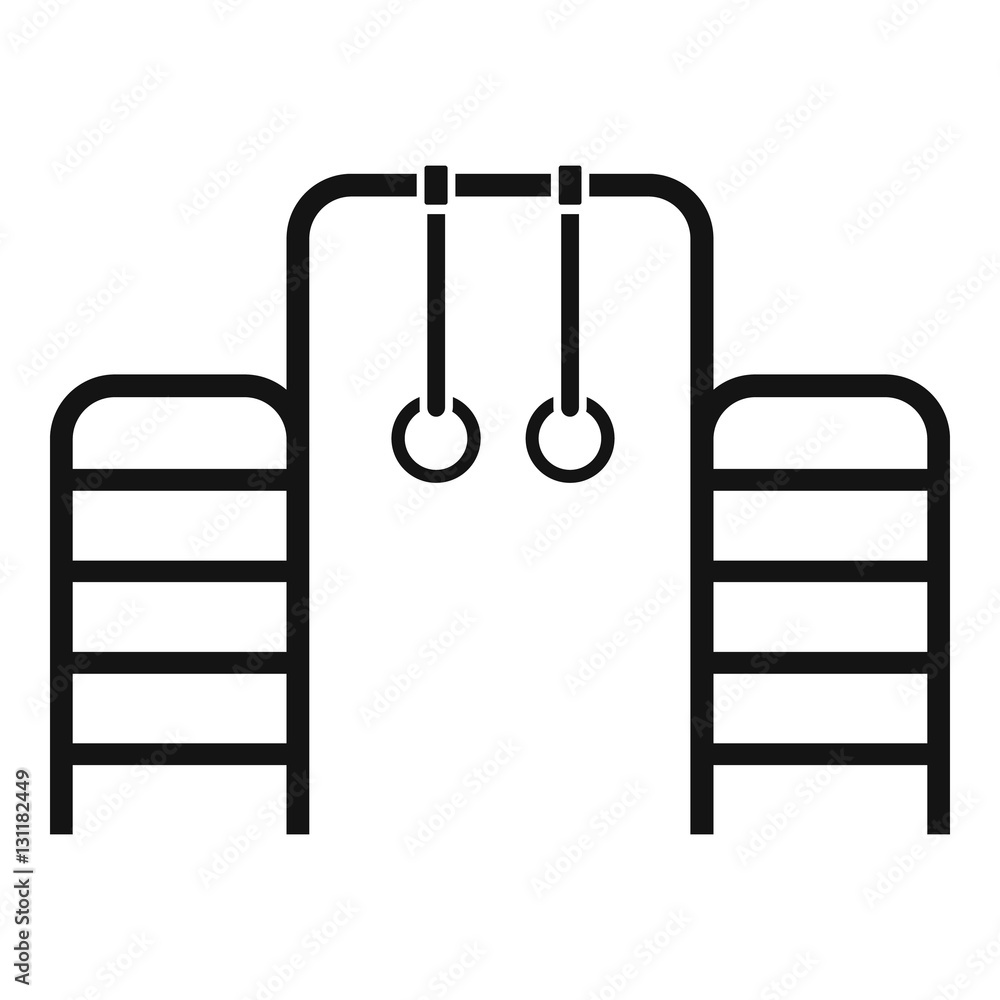 Poster horizontal bar with climbing rings and ladder icon. simple illustration of horizontal bar with climb