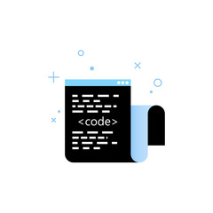 Window with code. Vector illustration. Coding process