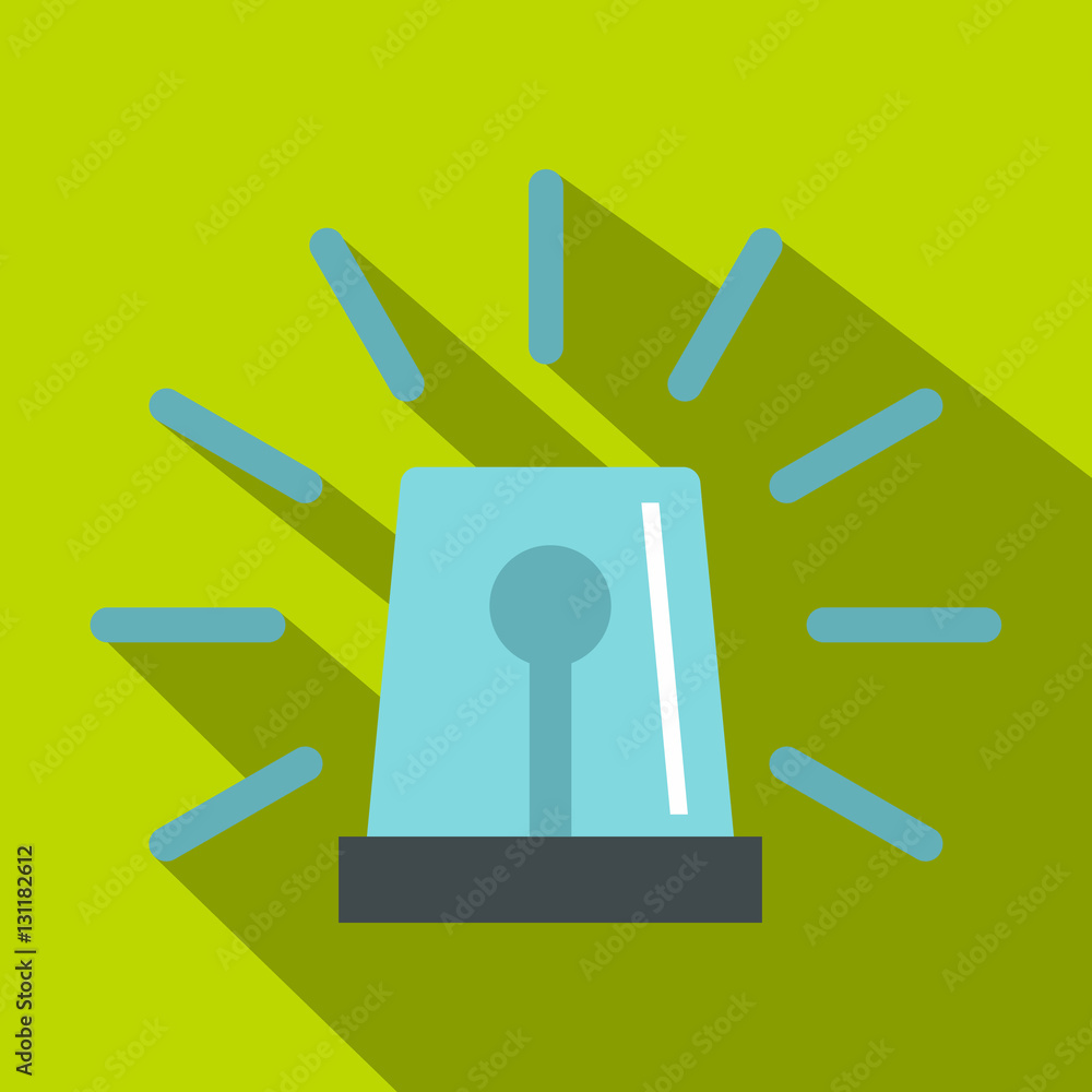 Poster blue flashing emergency light icon. flat illustration of flashing emergency light vector icon for we