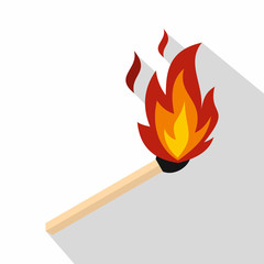 Match with fire icon. Flat illustration of match with fire vector icon for web isolated on white background