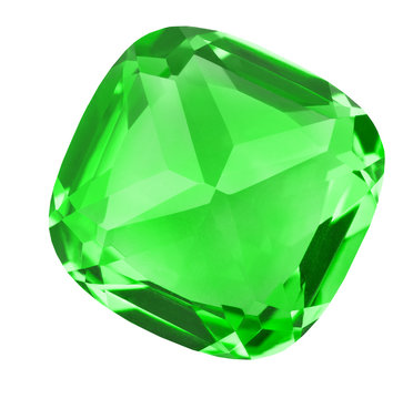 Transparent Green Emerald Gem On White