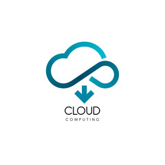 Cloud computing and storage vector logo. Technology design template