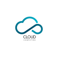 Cloud computing and storage vector logo. Technology design template