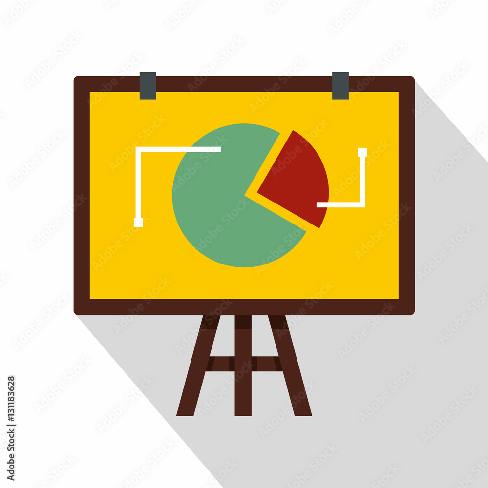 Poster flip chart with statistics icon. flat illustration of flip chart with statistics vector icon for web