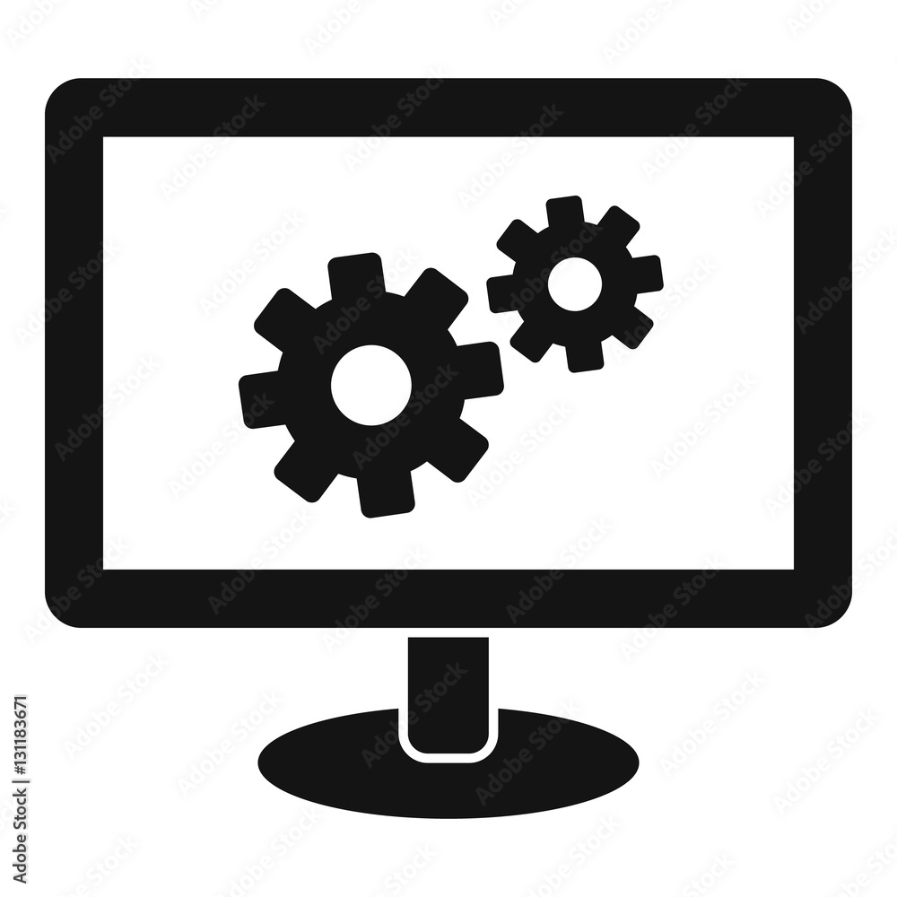 Poster monitor settings icon. simple illustration of monitor settings vector icon for web