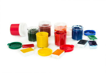 Watercolor paints and gouache