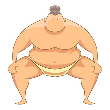 Sumo wrestler icon. Cartoon illustration of sumo wrestler vector icon for web