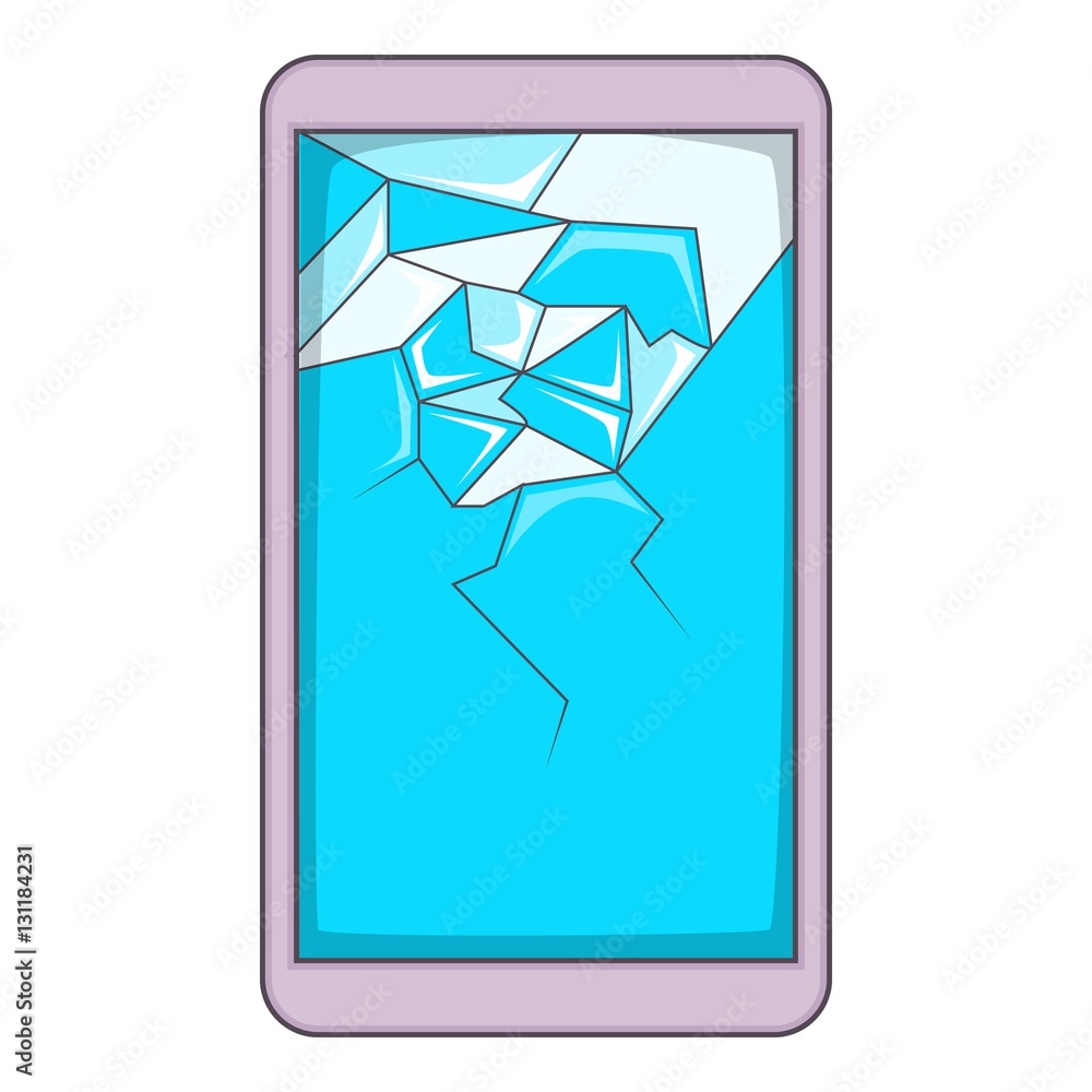 Poster smartphone with broken screen icon. cartoon illustration of smartphone with broken screen vector ico