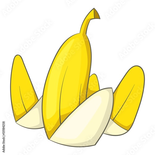 "Banana peel icon. Cartoon illustration of banana peel vector icon for