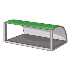 Pavilion for the train station or bus stop icon. Cartoon illustration of pavilion for the train station or bus stop vector icon for web