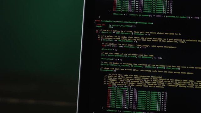 codes in computer at green background