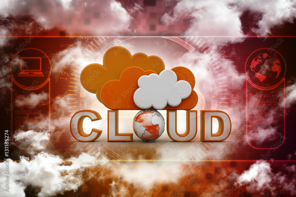 Poster 3d rendering technology cloud computing