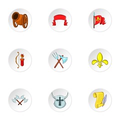 Knight icons set. Cartoon illustration of 9 knight vector icons for web