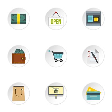 Online shopping icons set. Flat illustration of 9 online shopping vector icons for web