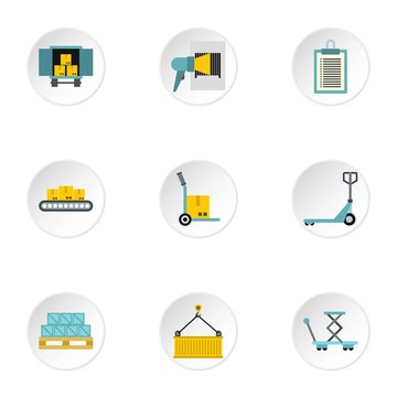 Cargo packing icons set. Flat illustration of 9 cargo packing vector icons for web