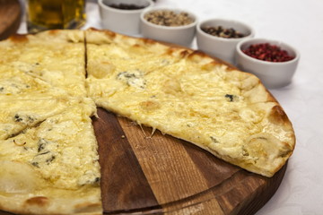 Pizza with cheese and peppers set