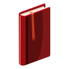 Book with bookmark icon. Cartoon illustration of book with bookmark vector icon for web design