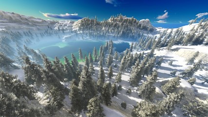 aerial view of a north american forest at fall 3d rendering